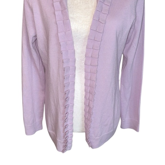 Brooks Brothers Lavender Lilac Merino Wool Ruffle Cardigan - M - Picture 3 of 9